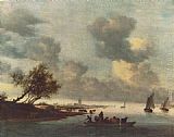 A Ferry Boat near Arnheim by Salomon van Ruysdael